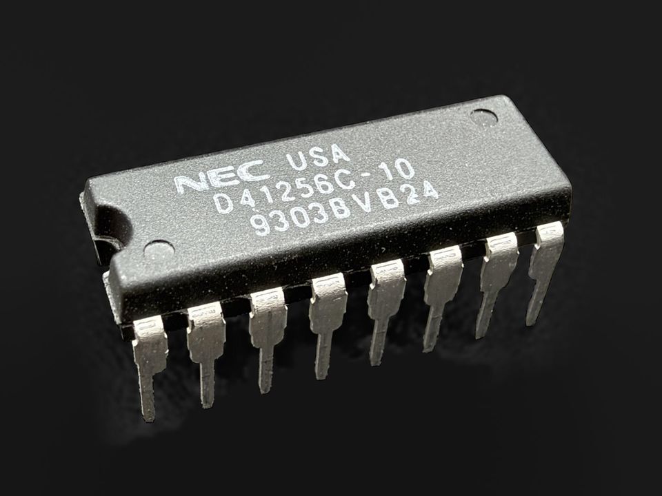 256K x 1 DRAM: 8x NEC D41256C-10 (41256, 100ns) for Amiga 500 Rev 5 & Earlier, photo 1 of 2