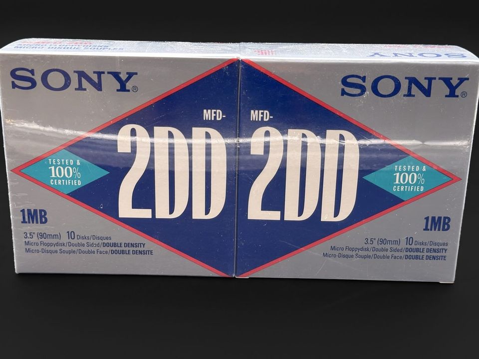Sony MFD-2DD 3.5in Double-Density Floppy Disks, Sealed 2-Box Pack, 20 Disks, photo 1 of 1